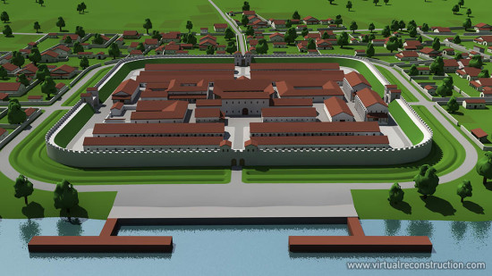 Virtual reconstruction of the Albertfalva fort. View from east.