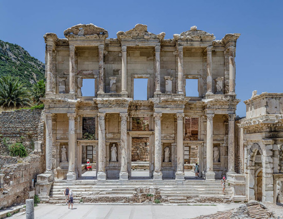Facade of the library of Celsus in Ephesus 